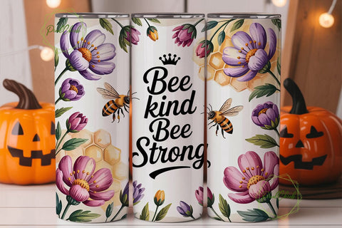 Bee Kind Floral 20oz Tumbler Wrap Sublimation PixelChick 