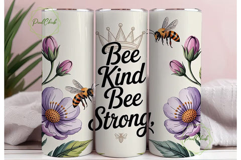 Bee Kind Floral 20oz Tumbler Wrap Sublimation PixelChick 