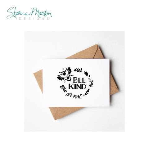 Bee Kind | Floral Bee Wreath Design for Inspirational Shirts and Decor Sublimation Sharia Morton Designs 