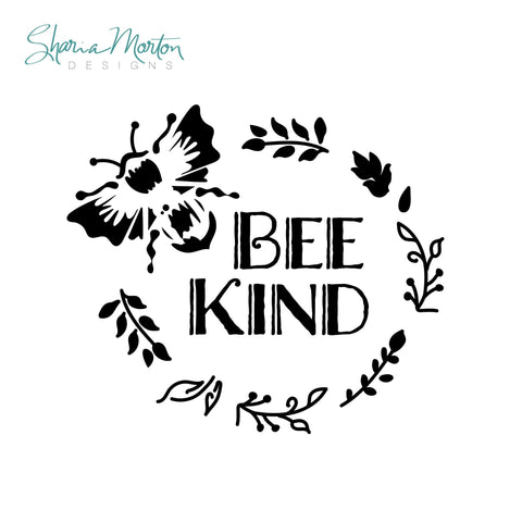 Bee Kind | Floral Bee Wreath Design for Inspirational Shirts and Decor Sublimation Sharia Morton Designs 
