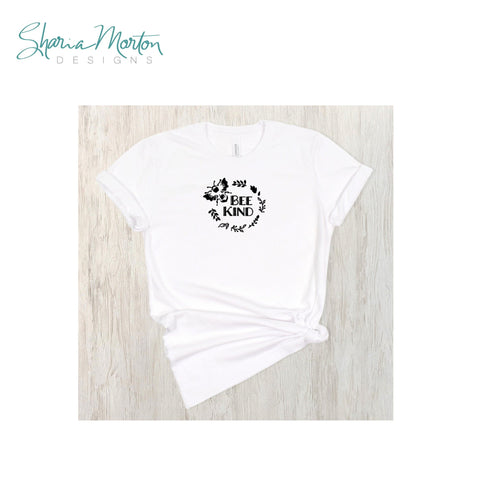Bee Kind | Floral Bee Wreath Design for Inspirational Shirts and Decor Sublimation Sharia Morton Designs 