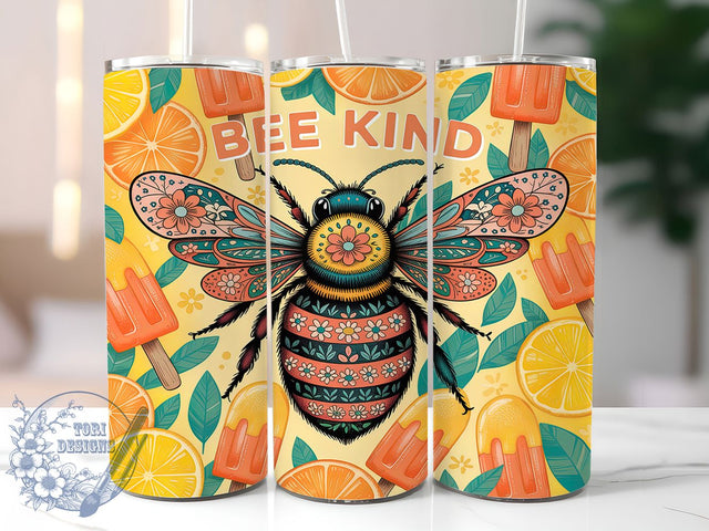 Bee Kind Floral Summer Tumbler Wrap, Floral Tumbler Design, Summer Tumbler Wrap, Kindness Tumbler, 20oz Skinny Tumbler, Bee Kind Tumbler, Nature Tumbler Wrap Sublimation ToriDesigns 