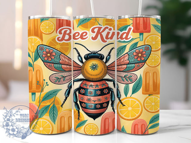 Bee Kind Floral Summer Tumbler Wrap, Floral Tumbler Design, Summer Tumbler Wrap, Kindness Tumbler, 20oz Skinny Tumbler, Bee Kind Tumbler, Nature Tumbler Wrap Sublimation ToriDesigns 