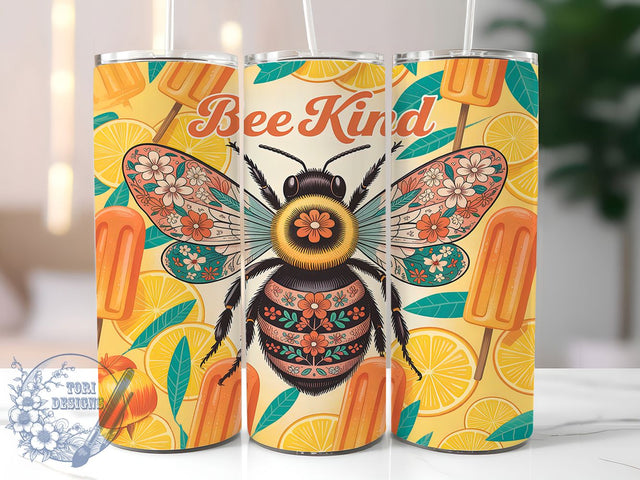 Bee Kind Floral Summer Tumbler Wrap, Floral Tumbler Design, Summer Tumbler Wrap, Kindness Tumbler, 20oz Skinny Tumbler, Bee Kind Tumbler, Nature Tumbler Wrap Sublimation ToriDesigns 