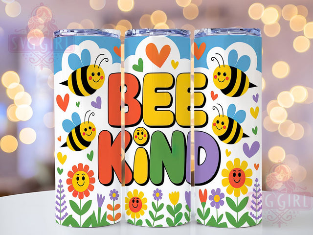 Bee Kind Floral Tumbler Wrap, Floral Tumbler Wrap, Bee Floral Design, 20oz Skinny Tumbler, Sublimation Tumbler Wrap, Kindness Tumbler, Flower Bee Wrap Sublimation SvggirlplusArt 
