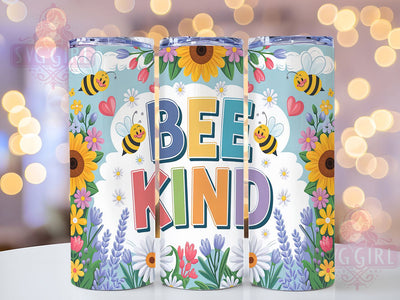 Bee Kind Floral Tumbler Wrap, Floral Tumbler Wrap, Bee Floral Design, 20oz Skinny Tumbler, Sublimation Tumbler Wrap, Kindness Tumbler, Flower Bee Wrap Sublimation SvggirlplusArt 