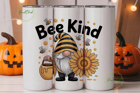 Bee Kind Gnome 20oz Tumbler Wrap Sublimation PixelChick 