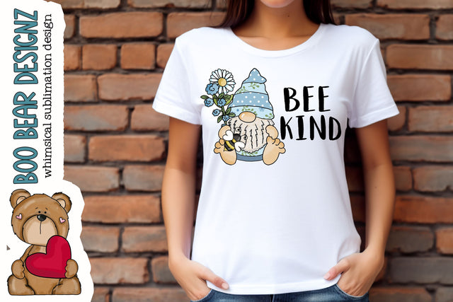 Bee kind Gnome Clipart Sublimation Boo Bear Designz 