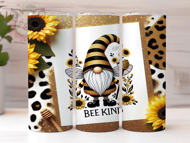 Bee KIND Gnome Sunflower 20oz Tumbler Png, Straight & Tapered Tumbler Png, Inspiration Quotes Tumbler Png, Digital Download PNG Sublimation Lara' s Designs 