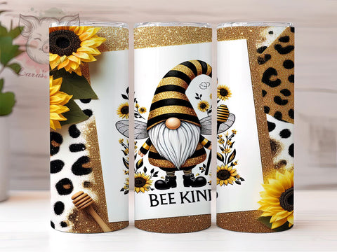 Bee KIND Gnome Sunflower 20oz Tumbler Png, Straight & Tapered Tumbler Png, Inspiration Quotes Tumbler Png, Digital Download PNG Sublimation Lara' s Designs 