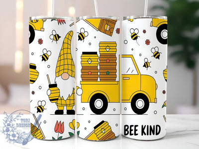 Bee Kind Gnome Truck Tumbler, Gnome Truck Tumbler, Bee Truck Wrap, 20oz Skinny Tumbler, Sublimation Tumbler Design, Kindness Tumbler Wrap, Cute Bee Gnome Design Sublimation ToriDesigns 