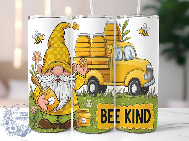 Bee Kind Gnome Truck Tumbler, Gnome Truck Tumbler, Bee Truck Wrap, 20oz Skinny Tumbler, Sublimation Tumbler Design, Kindness Tumbler Wrap, Cute Bee Gnome Design Sublimation ToriDesigns 