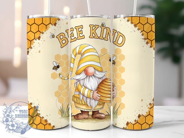 Bee Kind Gnome Tumbler Wrap, Gnome Tumbler Wrap, Sublimation Tumbler Design, 20oz Skinny Tumbler, Seamless Tumbler Wrap, Kindness Tumbler Design, Bee Gnome Sublimation Sublimation ToriDesigns 