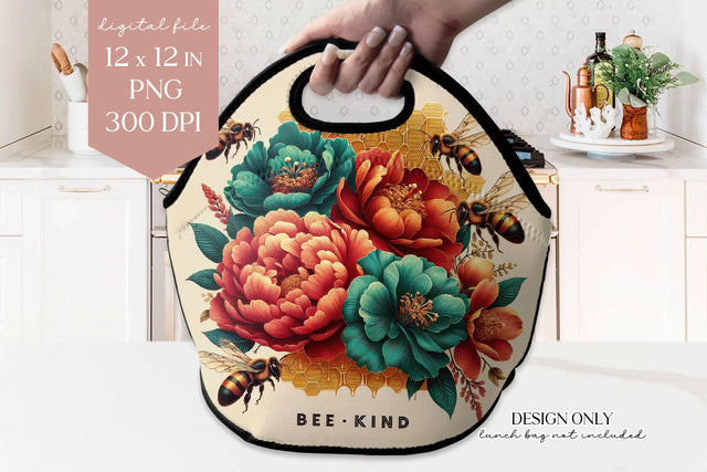 Bee Kind Lunch Bag PNG Sublimation Design Sublimation BijouBay 