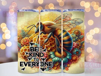 Bee Kind Motivational Tumbler Wrap, Inspirational Tumbler Wrap, Positive Affirmation Tumbler, 20oz Skinny Tumbler, Sublimation Tumbler Design, Kindness Quote Wrap, Motivational Bee Design Sublimation SvggirlplusArt 