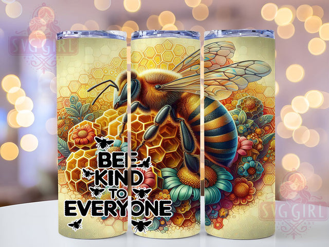 Bee Kind Motivational Tumbler Wrap, Inspirational Tumbler Wrap, Positive Affirmation Tumbler, 20oz Skinny Tumbler, Sublimation Tumbler Design, Kindness Quote Wrap, Motivational Bee Design Sublimation SvggirlplusArt 
