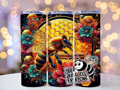 Bee Kind Motivational Tumbler Wrap, Inspirational Tumbler Wrap, Positive Affirmation Tumbler, 20oz Skinny Tumbler, Sublimation Tumbler Design, Kindness Quote Wrap, Motivational Bee Design Sublimation SvggirlplusArt 