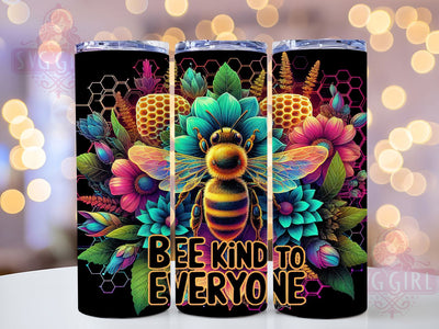 Bee Kind Motivational Tumbler Wrap, Inspirational Tumbler Wrap, Positive Affirmation Tumbler, 20oz Skinny Tumbler, Sublimation Tumbler Design, Kindness Quote Wrap, Motivational Bee Design Sublimation SvggirlplusArt 