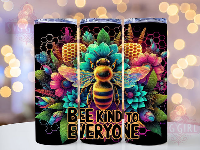 Bee Kind Motivational Tumbler Wrap, Inspirational Tumbler Wrap, Positive Affirmation Tumbler, 20oz Skinny Tumbler, Sublimation Tumbler Design, Kindness Quote Wrap, Motivational Bee Design Sublimation SvggirlplusArt 