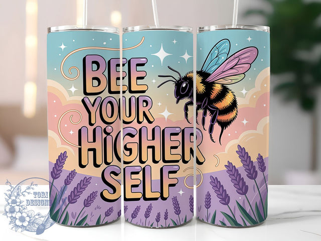 Bee Kind Positive Quote Tumbler, Positive Affirmation Wrap, 20Oz Skinny Tumbler, Bee Sublimation Design, Inspirational Quote Tumbler, Be Kind Wrap, Motivational Tumbler Design Sublimation ToriDesigns 