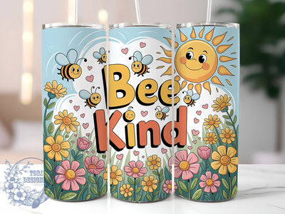 Bee Kind Quote 20oz Tumbler, Inspirational Quote Tumbler, Nature Sublimation, Motivational Wrap Design, Positive Message PNG, 20oz Tumbler Wrap Sublimation ToriDesigns 