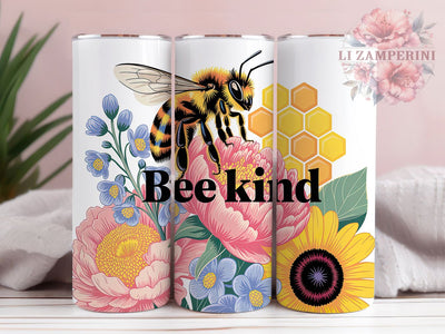 Bee Kind Quote 20oz Tumbler Wrap, Bee Quotes, Nature Inspiration, Kindness Reminder, Positive Affirmation, Inspirational Gift, Sublimation PNG Sublimation Li Zamperini 