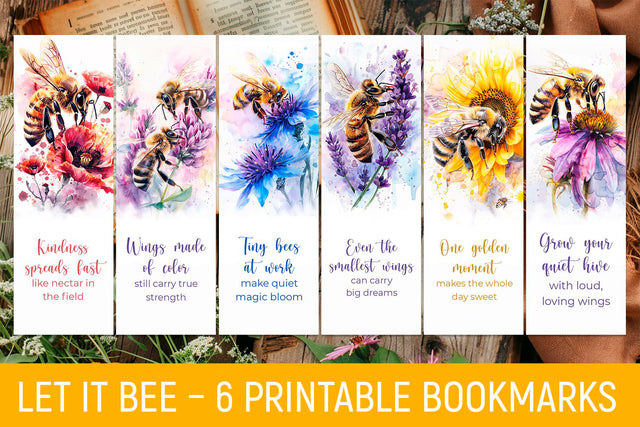 Bee Kind Quote Bookmarks – PNG Designs Sublimation KMarinaDesign 