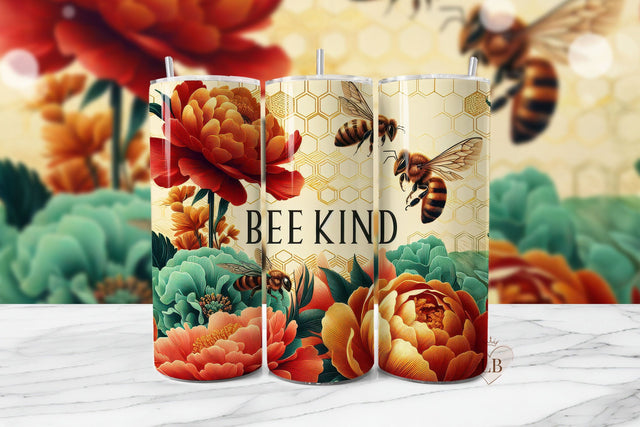 Bee Kind Tumbler Wrap, Honeycomb Sublimation PNG Sublimation BijouBay 