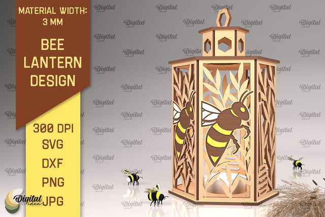 Bee Lantern Laser Cut Design. Honeycomb Decor SVG SVG Evgenyia Guschina 