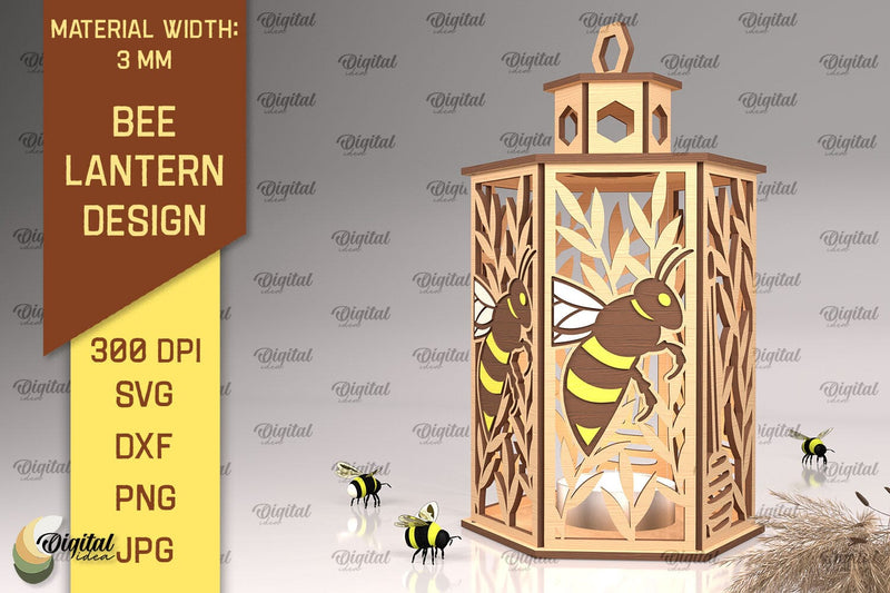 Bee Lantern Laser Cut Design. Honeycomb Decor SVG SVG Evgenyia Guschina 