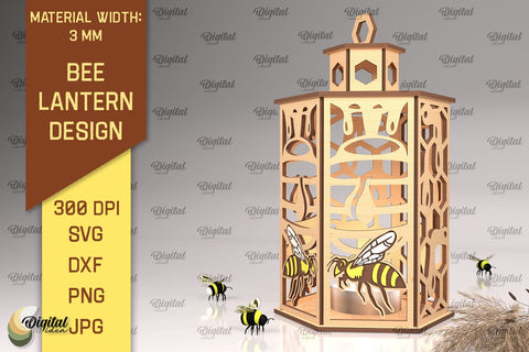 Bee Lantern Laser Cut Design. Honeycomb Decor SVG SVG Evgenyia Guschina 