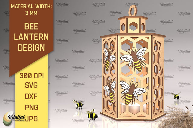 Bee Lantern Laser Cut Design. Honeycomb Decor SVG SVG Evgenyia Guschina 