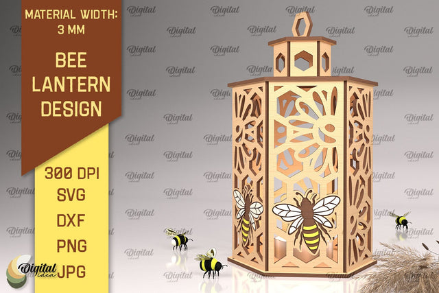 Bee Lantern Laser Cut Design. Honeycomb Decor SVG SVG Evgenyia Guschina 