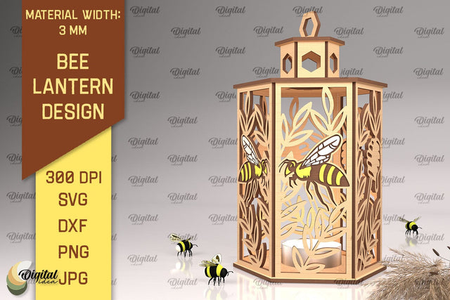 Bee Lantern Laser Cut Design. Honeycomb Decor SVG SVG Evgenyia Guschina 