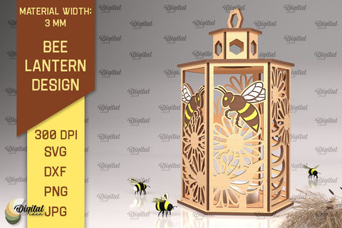 Bee Lantern Laser Cut Design. Honeycomb Decor SVG SVG Evgenyia Guschina 