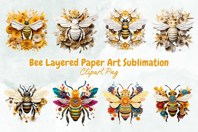 Bee Layered Paper Art Sublimation Bundle Sublimation Designangry 
