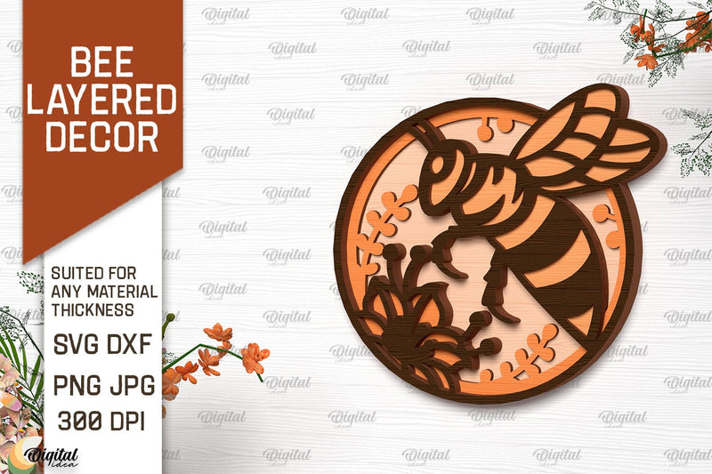 Bee Layered Wall Decor Laser Cut. Bee Wall Art SVG Design SVG Evgenyia Guschina 