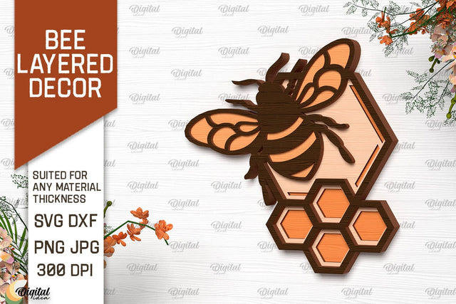 Bee Layered Wall Decor Laser Cut. Bee Wall Art SVG Design SVG Evgenyia Guschina 