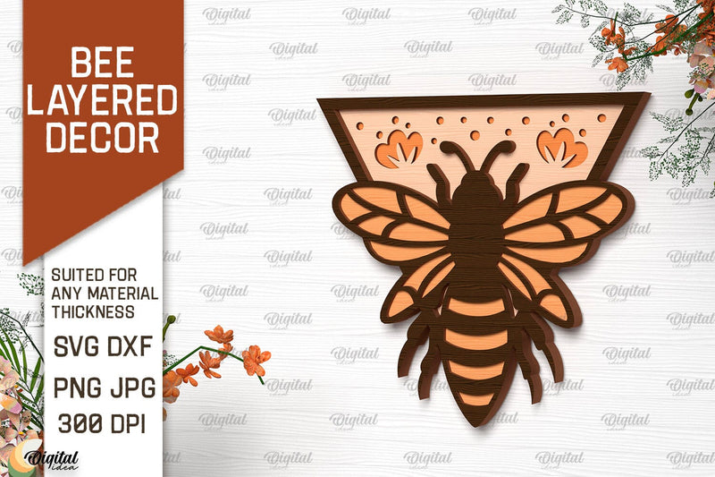 Bee Layered Wall Decor Laser Cut. Bee Wall Art SVG Design SVG Evgenyia Guschina 