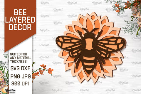 Bee Layered Wall Decor Laser Cut. Bee Wall Art SVG Design SVG Evgenyia Guschina 