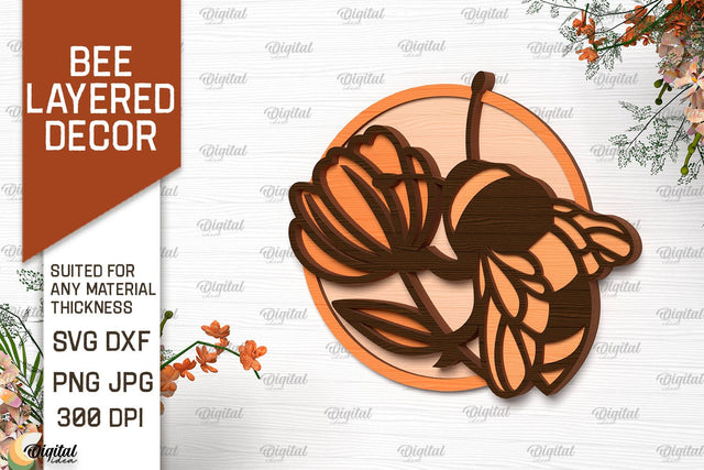 Bee Layered Wall Decor Laser Cut. Bee Wall Art SVG Design SVG Evgenyia Guschina 
