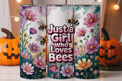 Bee Lover Floral Tumbler Wrap Sublimation PixelChick 