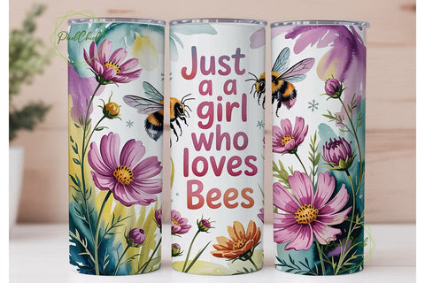 Bee Lover Floral Tumbler Wrap Sublimation PixelChick 