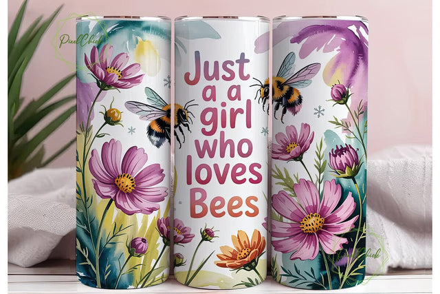 Bee Lover Floral Tumbler Wrap Sublimation PixelChick 