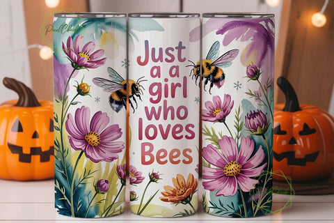 Bee Lover Floral Tumbler Wrap Sublimation PixelChick 