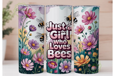 Bee Lover Floral Tumbler Wrap Sublimation PixelChick 