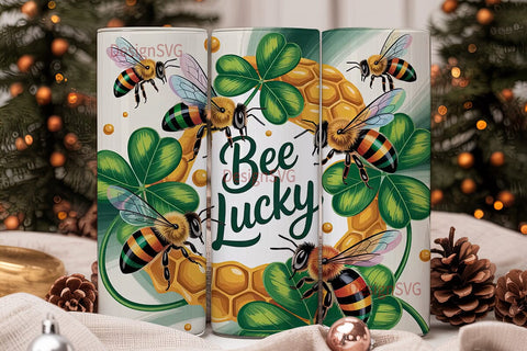 Bee Lucky 20oz Tumbler Wrap Sublimation DesignSVG 