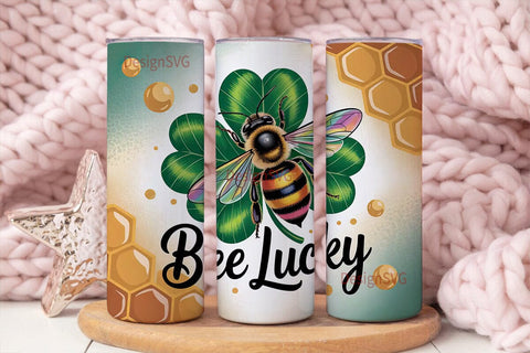 Bee Lucky 20oz Tumbler Wrap Sublimation DesignSVG 