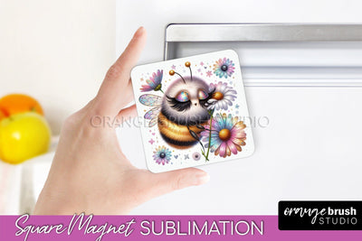 Bee Magnet Sublimation - Cute Bee Quote Magnet Design Sublimation OrangeBrushStudio 