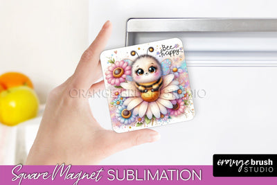 Bee Magnet Sublimation - Cute Bee Quote Magnet Design Sublimation OrangeBrushStudio 